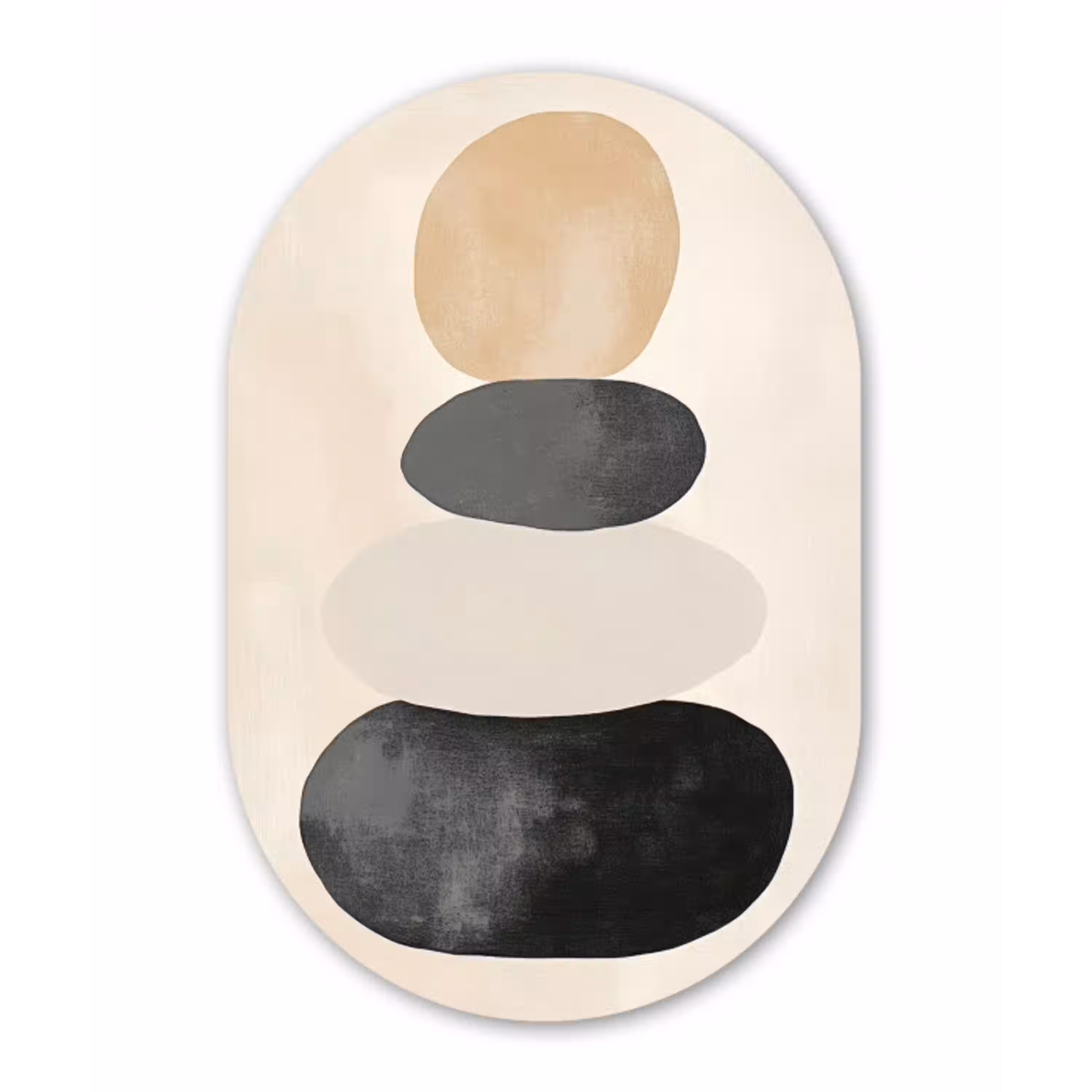 Japandi - Wabi sabi - Beige Wandcirkel Ovaal Glas middel -3d