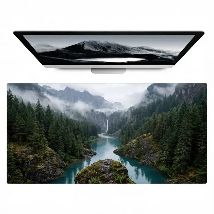Waterval - Bomen - Bergen Muismat XXL klein -zzz3d