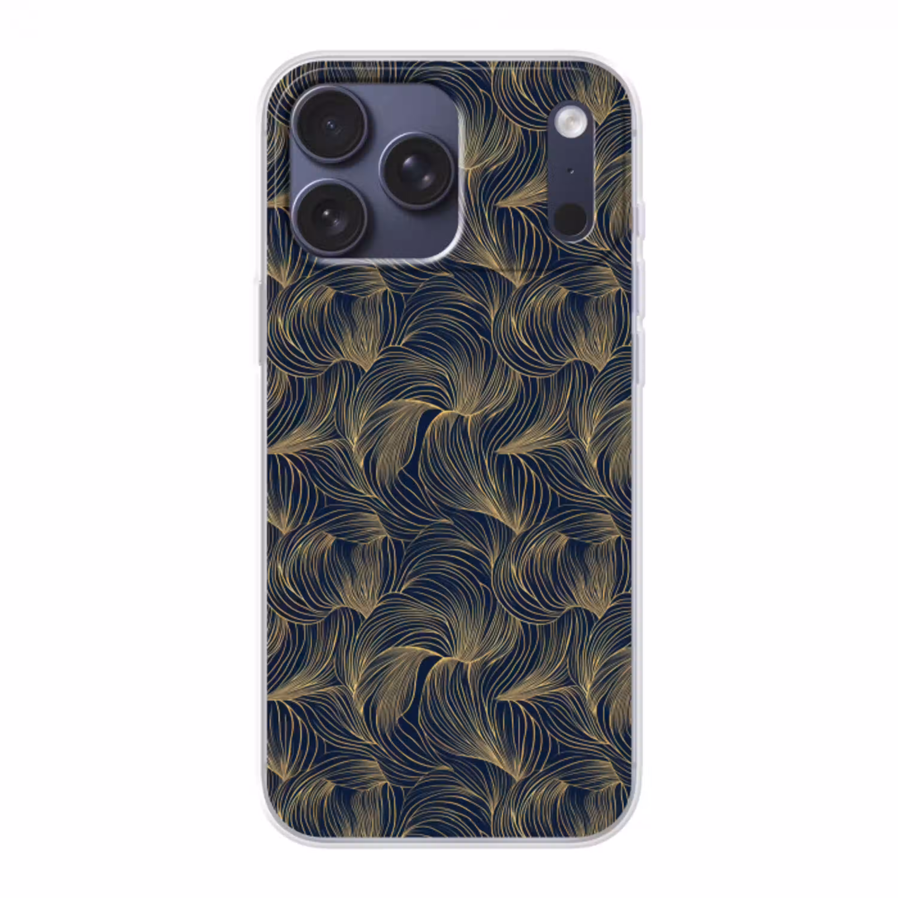 Abstract - Lijnen - Blauw - Goud Telefoonhoesje iPhone 17 Pro Max klein 879 -3d