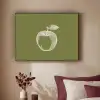 Lijntekening - Appel - Olijfgroen - Blaadje Textielframe - compleet frame klein -sfeer1