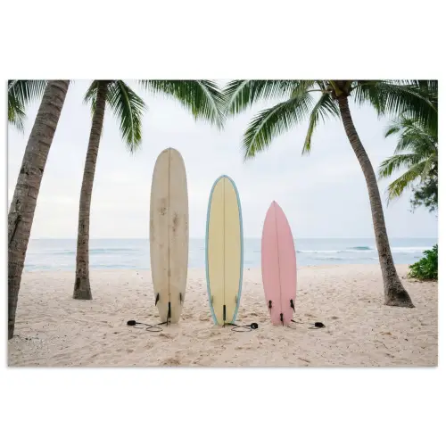 Surfboard - Palmbomen - Kleurrijk poster papier klein -3d