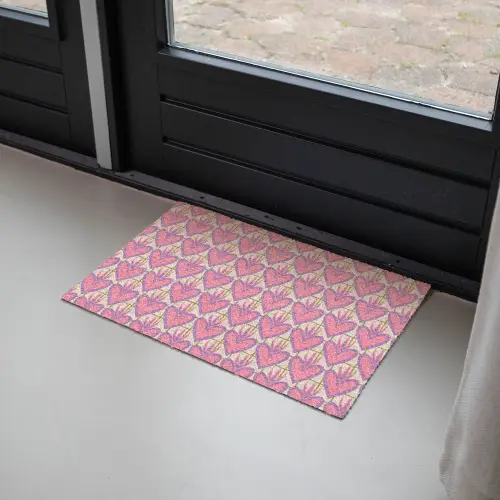 Patroon - Roze - Hartjes Deurmat klein 898 -sfeer2