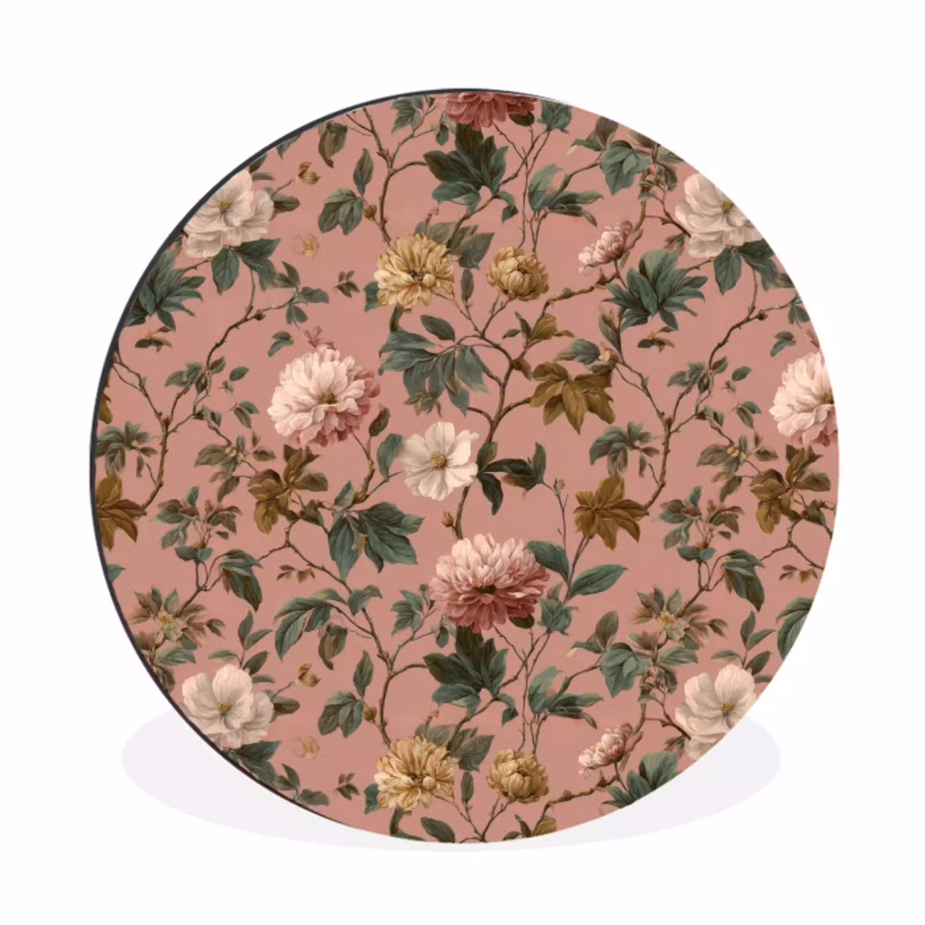 Bloemen - Klassiek - Roze Wandcirkel aluminium klein 190 -3d
