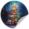 Kerstboom - Kerst - Abstract - Kleurrijk Wandcirkel behangsticker klein -3d