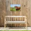 Koe - Weide - Bloemen Tuinposter op houten frame 2 cm dik klein -sfeer4