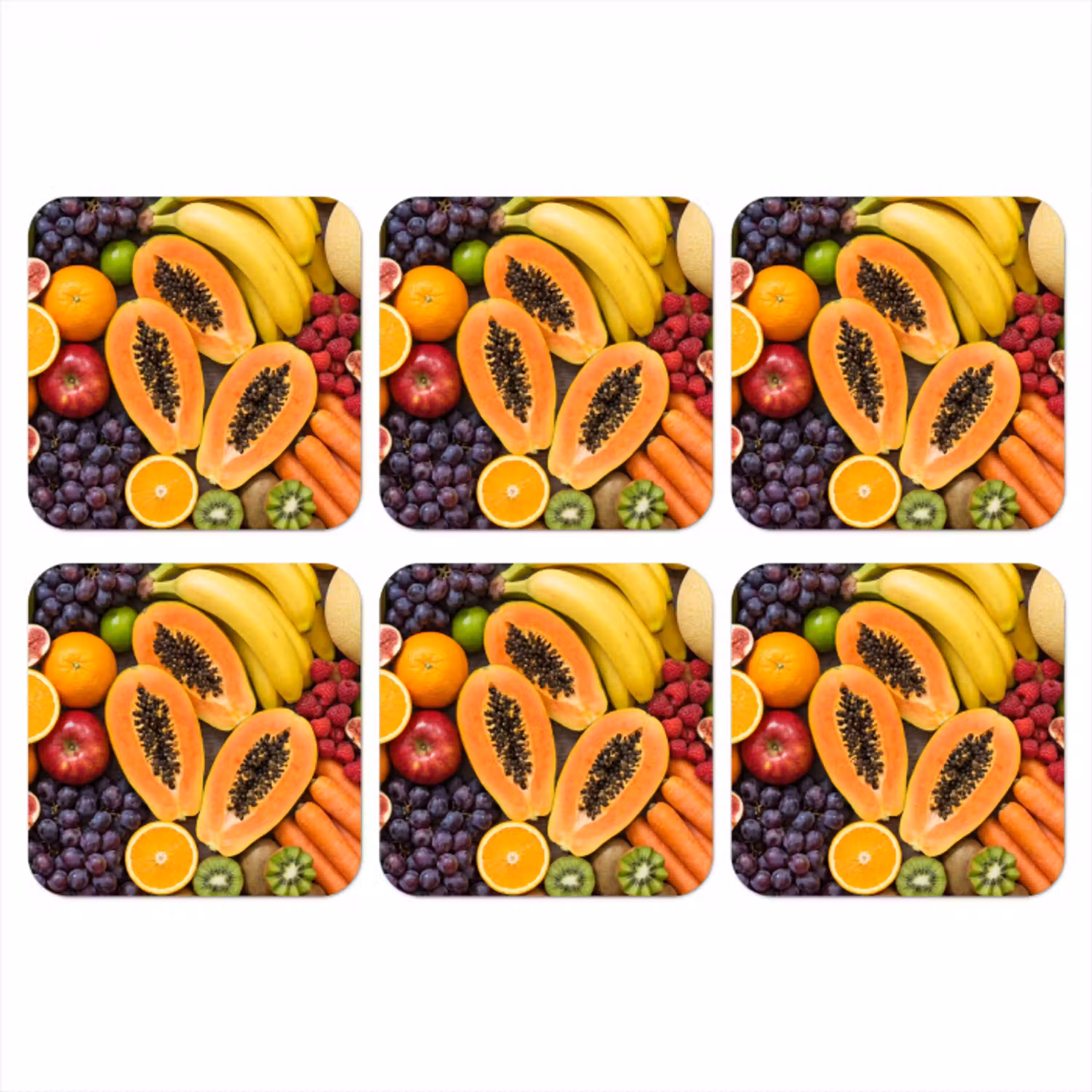 Eten - Fruit - Groenten - Vers - Kleurrijk onderzetter kurk middel -3d