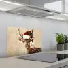 Kerst - Hert - Gewei - Rood keuken achterwand spatscherm klein -3d_schuin