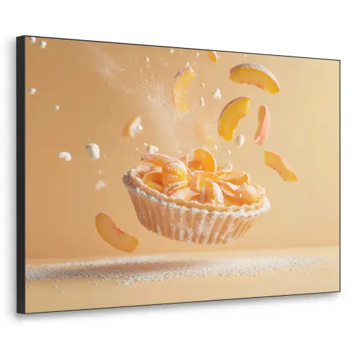 Peach - Eten - Taart - Oranje Textielframe zwart klein -3d