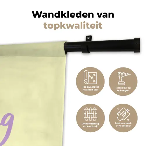 Oh darling - Geel - Hart Wandkleed katoen klein -sfeer2