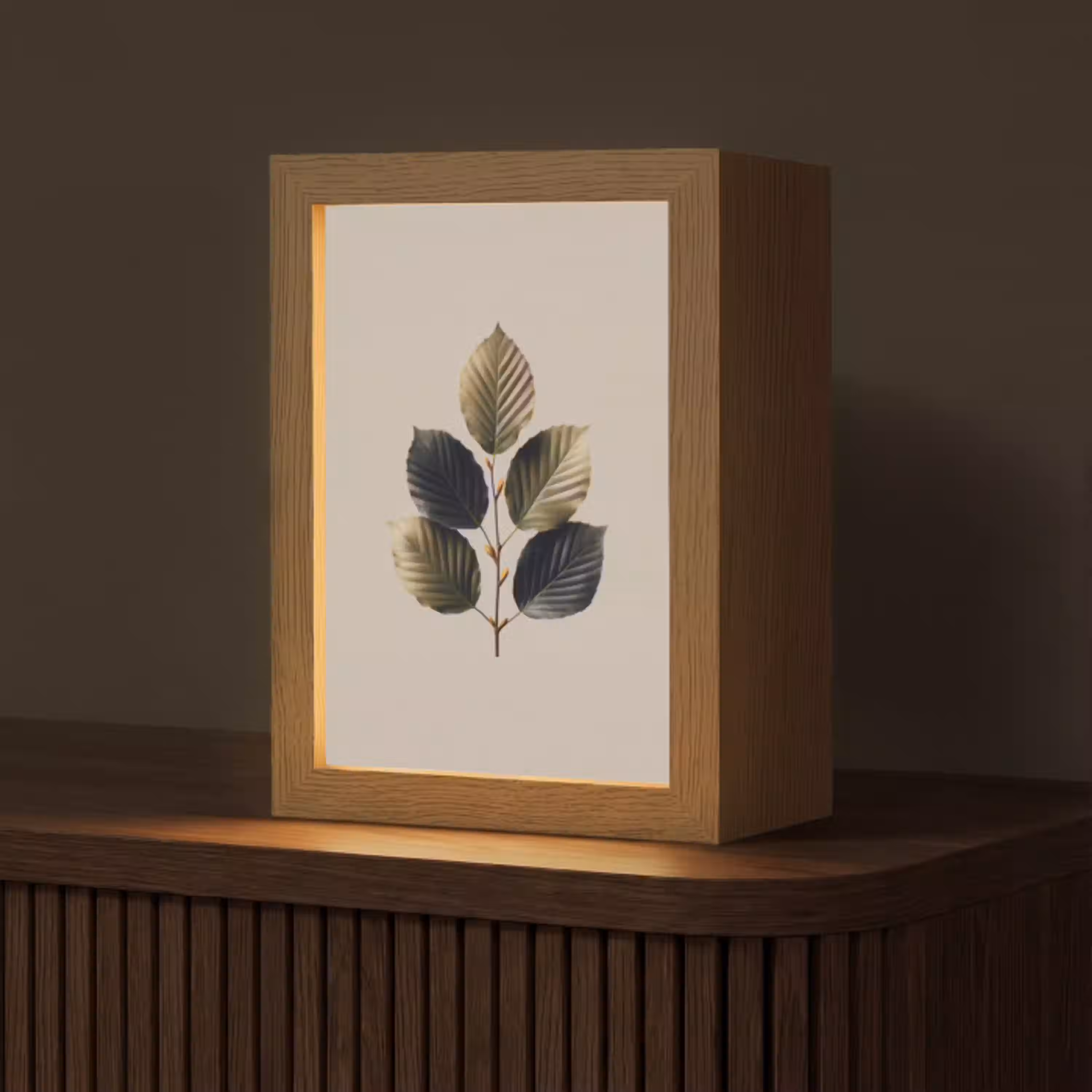 Beukenbladeren - Bruin - Groen - neutraal Light Box met kabel (Tafellamp) klein -z3d_website