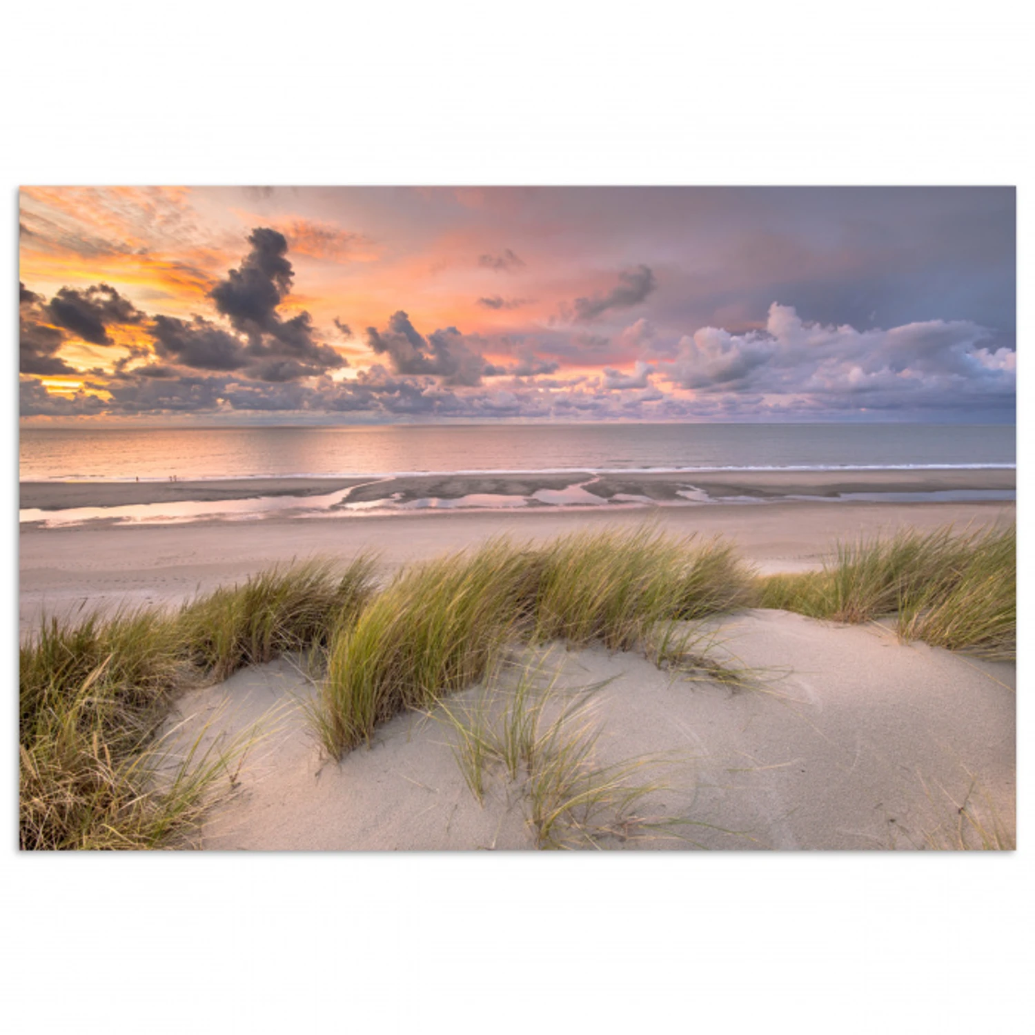 Zonsondergang - Duin - Strand - Planten - Zee poster papier klein -3d