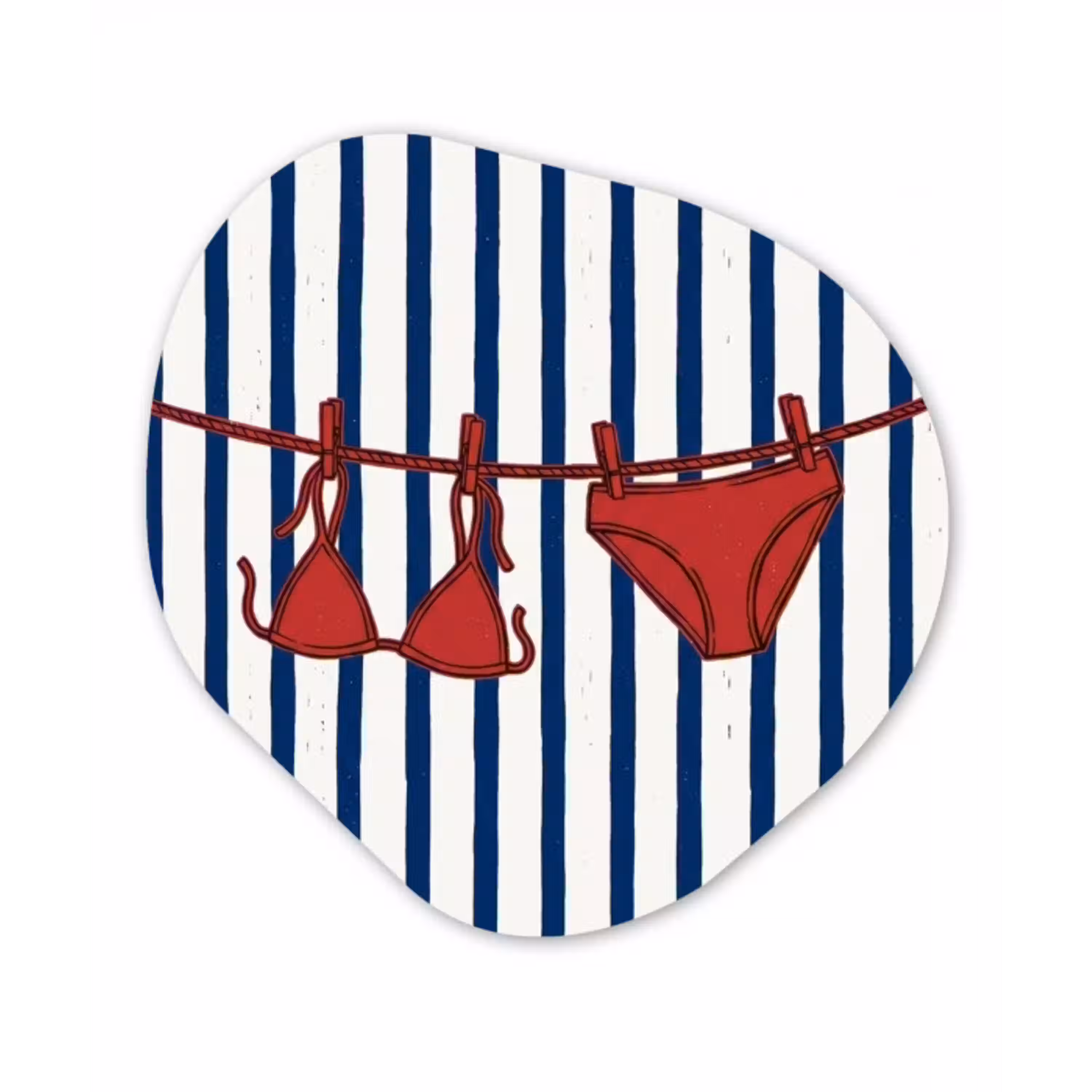 Badkleding - Waslijn - Zomer - Illustratie - Rood Wandcirkel Organisch Aluminium middel -3d