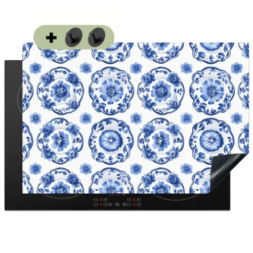 Sierborden - Bloemen - Blauw Inductie beschemer met haakjes klein 777 -3d