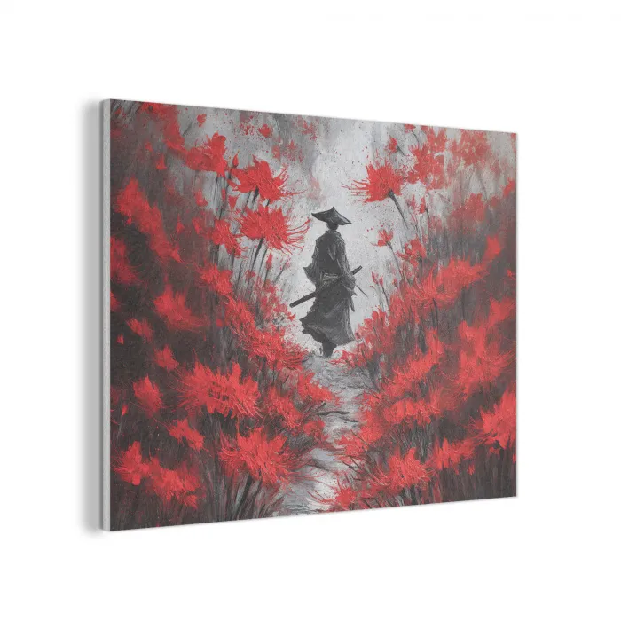 Rode bloemen - mistig - Man PET vilt klein -3d