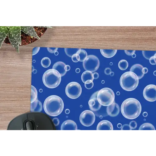 Bubbels - Patroon - Blauw muismat rubber klein -closeup