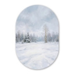 Bospad - Dennen - Sneeuw - Winter - Rustgevend Wandcirkel Ovaal Aluminium middel -3d
