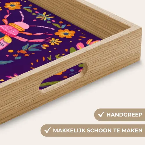 Kever - Felgekleurd - Bloemen - Bladeren Dienblad Rechthoek middel -USP_HandgreepNL