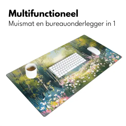 Bos - Schilderstijl - Kleurrijk Muismat XXL klein -sfeer4