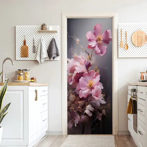 Bloemen - Roze - Stilleven - Kunst deurposter klein -sfeer5