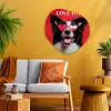 Hond - Hartjesbril - Loveyou - Rood Wandcirkel Organisch Plexiglas middel -sfeer4
