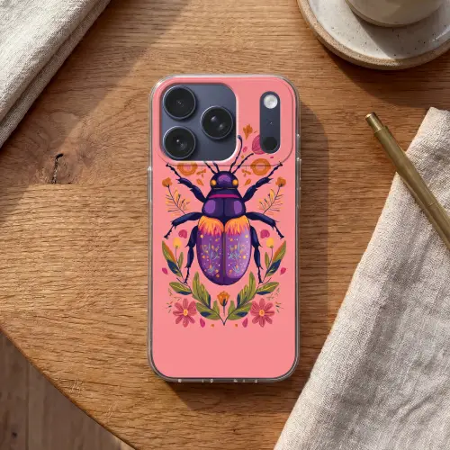 Paars - Kever - Stipjes - Bloemen Telefoonhoesje iPhone 17 Pro klein -sfeer1