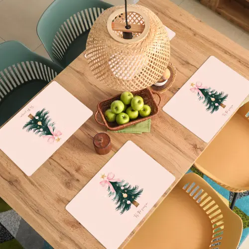 Christmas Season - Kerst - Kerstboom - Roze Placemat vinyl groot -zzsfeer5_Kitchenyeah-website