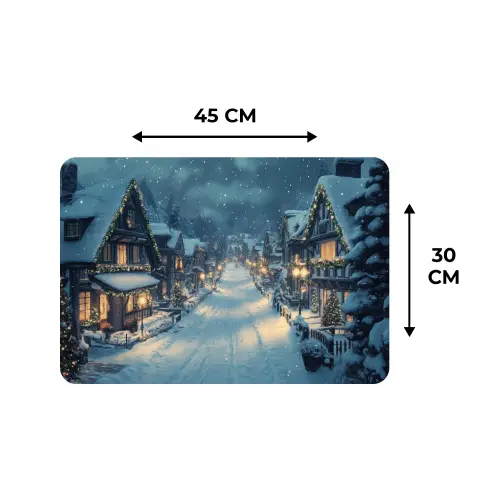 Kerstdorp - Kerst - Sneeuw - Winter Placemat vinyl groot -specs