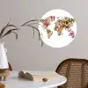 Wereldkaart - Bloemen - Felgekleurd Wandcirkel behangsticker klein -sfeer3
