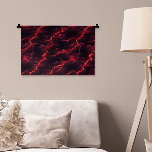 Rood - Onweer - Bliksem - Wolken Wandkleed katoen klein 269 -sfeer4