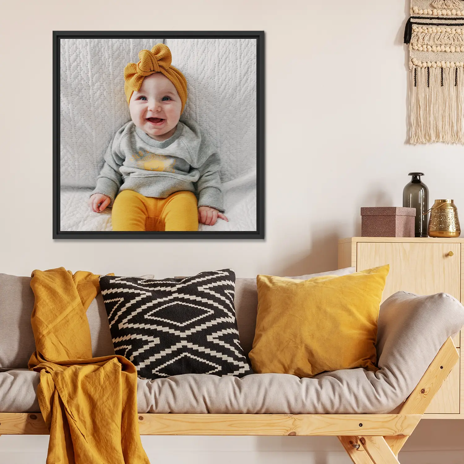 Foto op canvas met baklijst