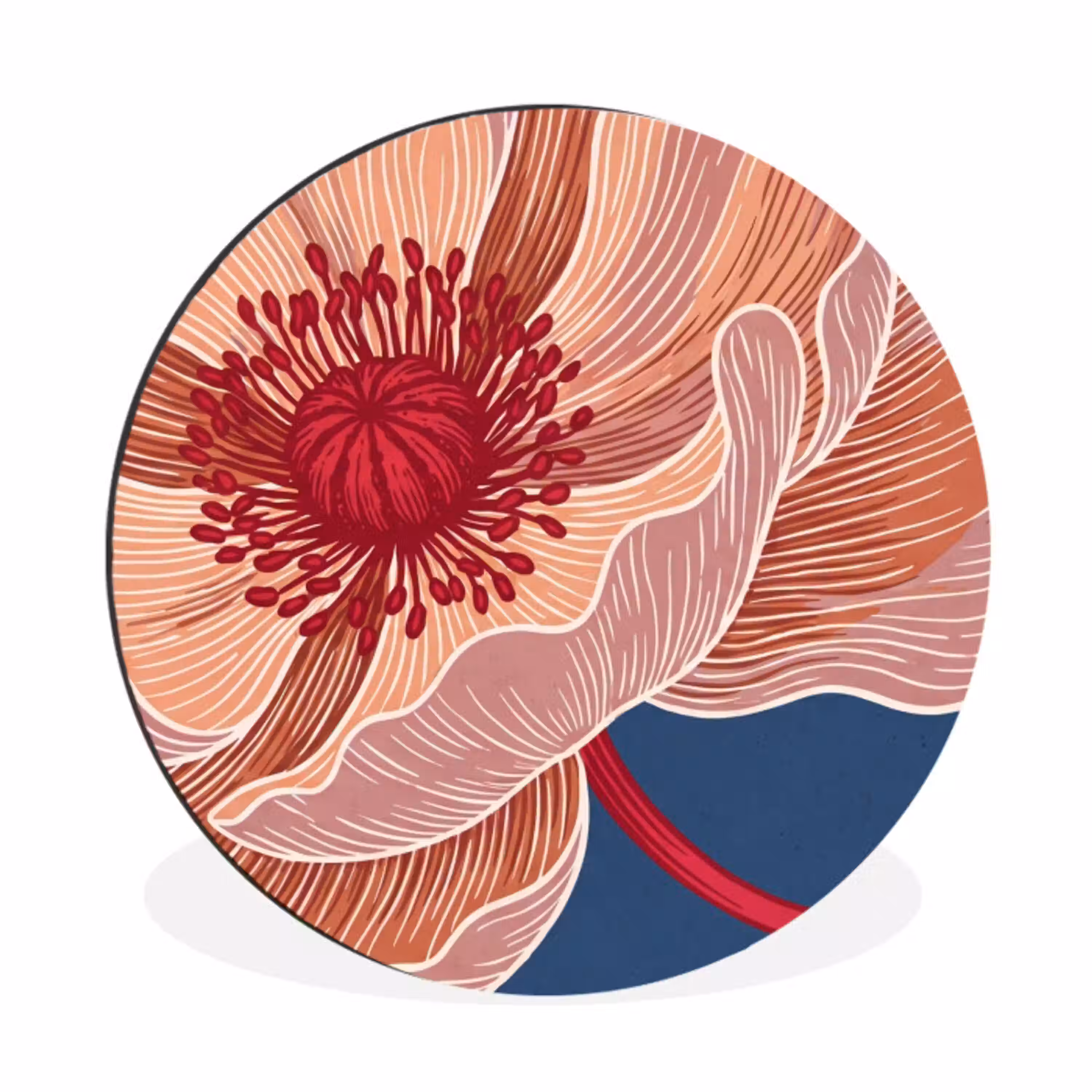 Bloemen - Modern - Abstract Wandcirkel aluminium klein -3d