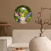 Doorkijk - Poort - Hortensia - Bloementuin Wandcirkel behangsticker klein -sfeer1