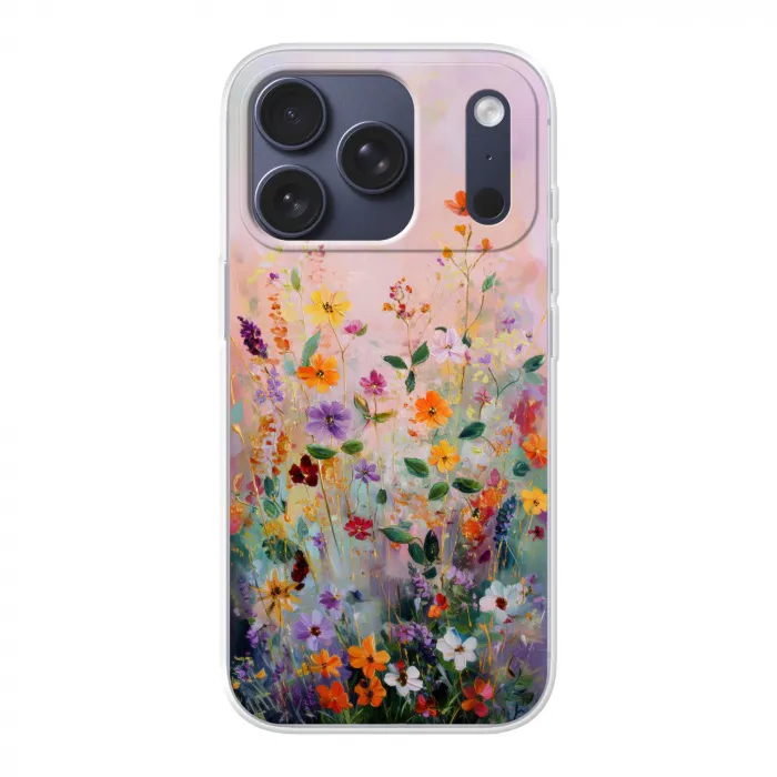 Schilderij - Bloemen - Abstract - Kleurrijk Telefoonhoesje iPhone 17 Pro klein -3d