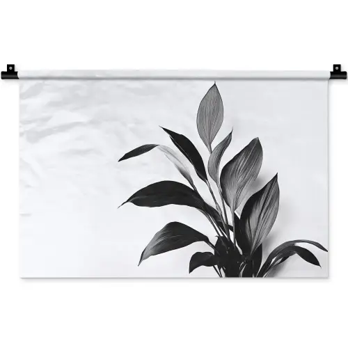 Plant - Bladeren - Minimalistisch - Zwart Wandkleed katoen klein -zz3d
