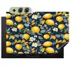 Citroenen - Bloemen - Bladeren - Blauw Inductie beschemer met haakjes klein 777 -3d