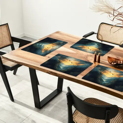 Vogels - Zon - Bomen - Groen Placemat vinyl groot -zzsfeer4_Kitchenyeah-website