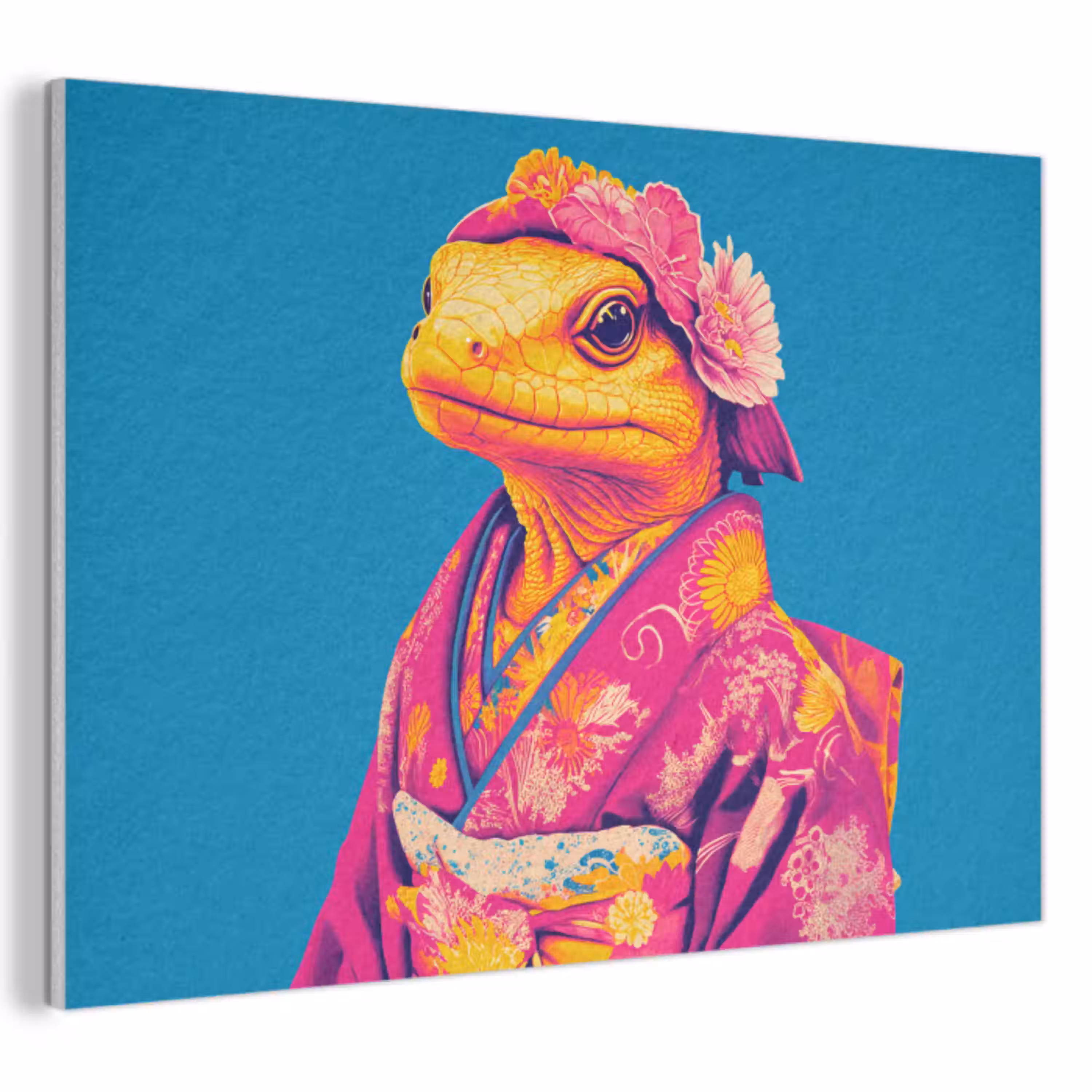 Bloemenkrans - Hagedis - Kimono - Paars PET vilt klein -3d