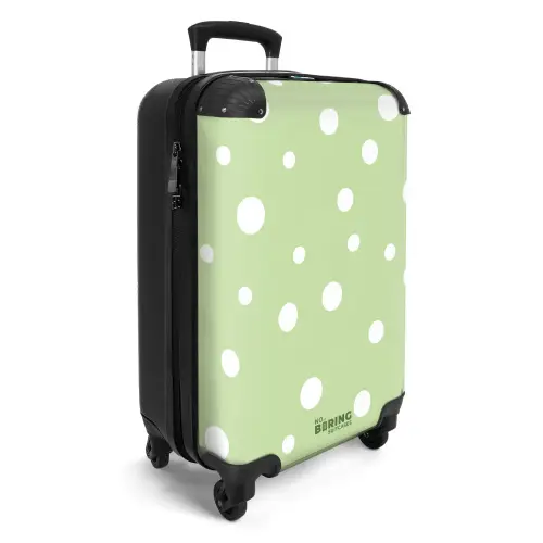 Groene achtergrond met witte stippen NBS - Handbagage koffer - Unisex middel -productfoto_3d
