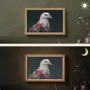 Duif - Bloemen - Wit - Zwart Light Box met kabel (Wandlamp) klein -sfeer3