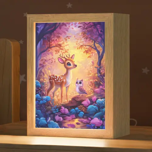 Hertje - Uil - Fantasie - Bos Light Box met kabel klein -zzz_3d_website
