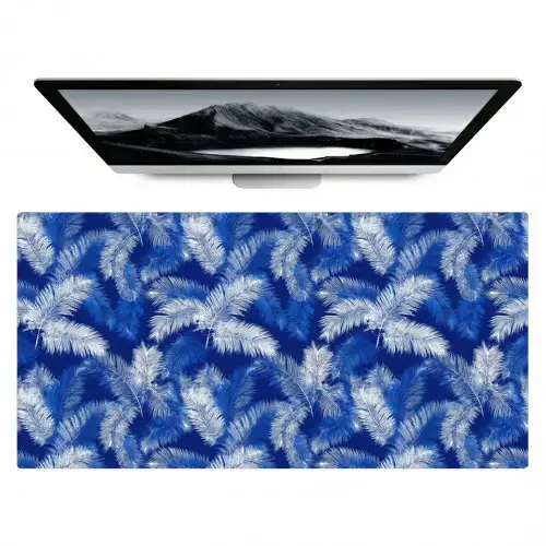Palmblad - Patroon - Blauw Muismat XXL klein 681 -zzz3d