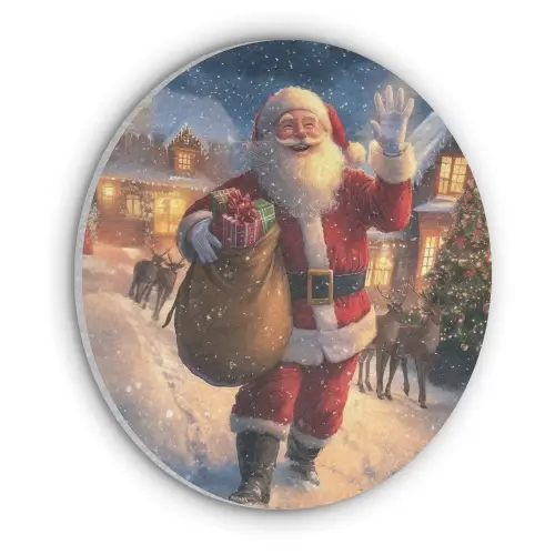 Kerstman - Dorp - Hert - Donker Akoestische PET Vilt - Rond klein -3d