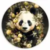 Panda - Pandabeer - Wilde dieren - Natuur - Bloemen Wandcirkel kunststof plaat 5mm dik klein -3d
