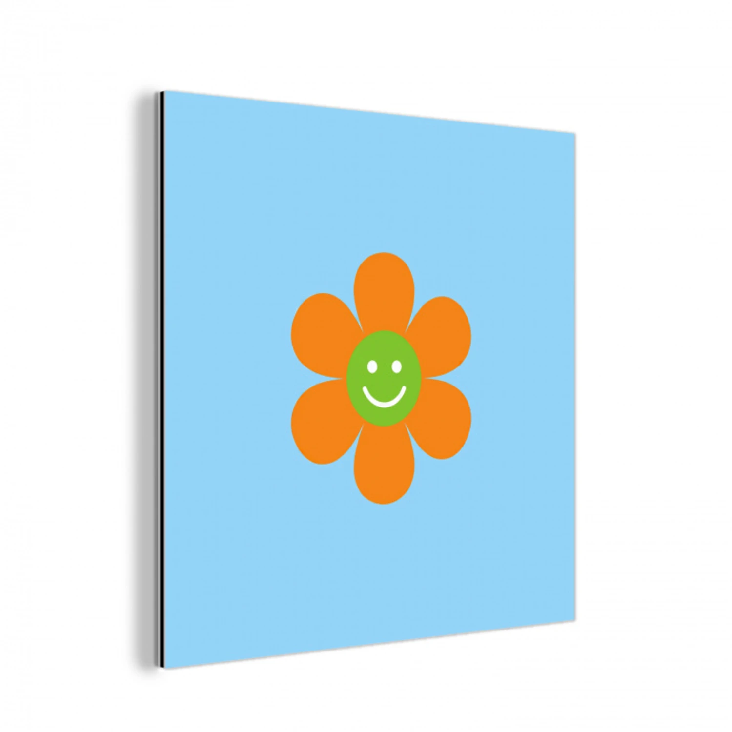 Bloem - Smiley - Kleurrijk aluminium wit klein -3d