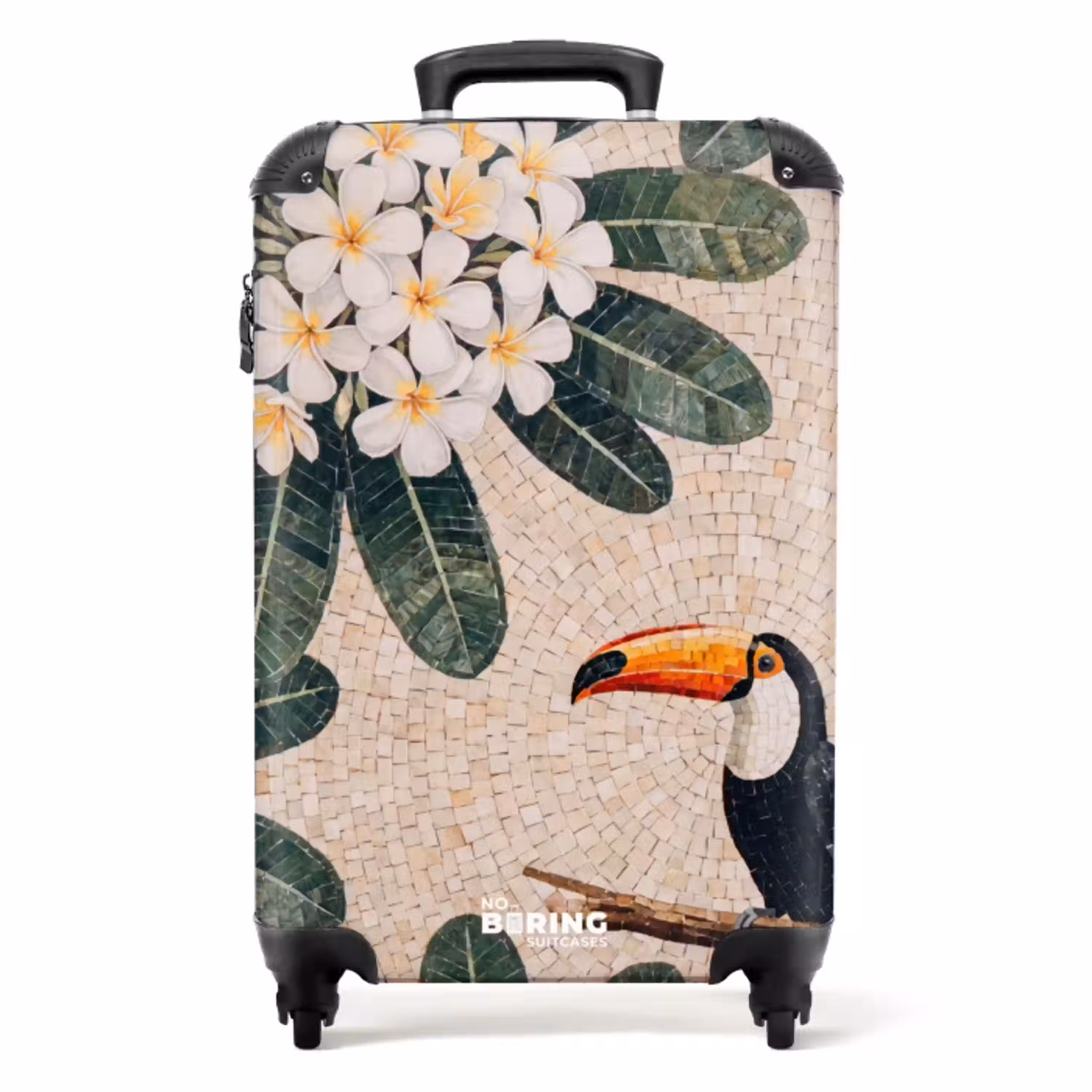 Vogel - Mozaïek - Tropisch - Natuur - Kleurrijk NBS - Handbagage koffer - Volwassenen Unisex middel -productfoto_recht