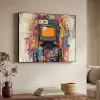 Televisie - Graffiti - Mens - Kleuren Textielframe zwart klein -sfeer3