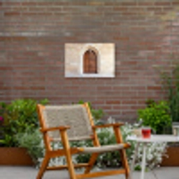 Houten - Deur - Lantaarn Tuinposter op houten frame 2 cm dik klein -sfeer3