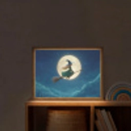 Heks - Volle maan - Sterrenhemel Light Box met batterij (Wandlamp kind) middel -sfeer1_kind