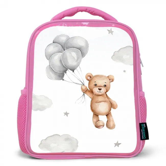 Beer - Ballon - Sterren - Kinderen Kinderrugzak - Roze middel -3d