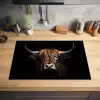 Schotse hooglander - Portret - Zwart - Dier Inductie beschermer vinyl 3mm klein -sfeer5
